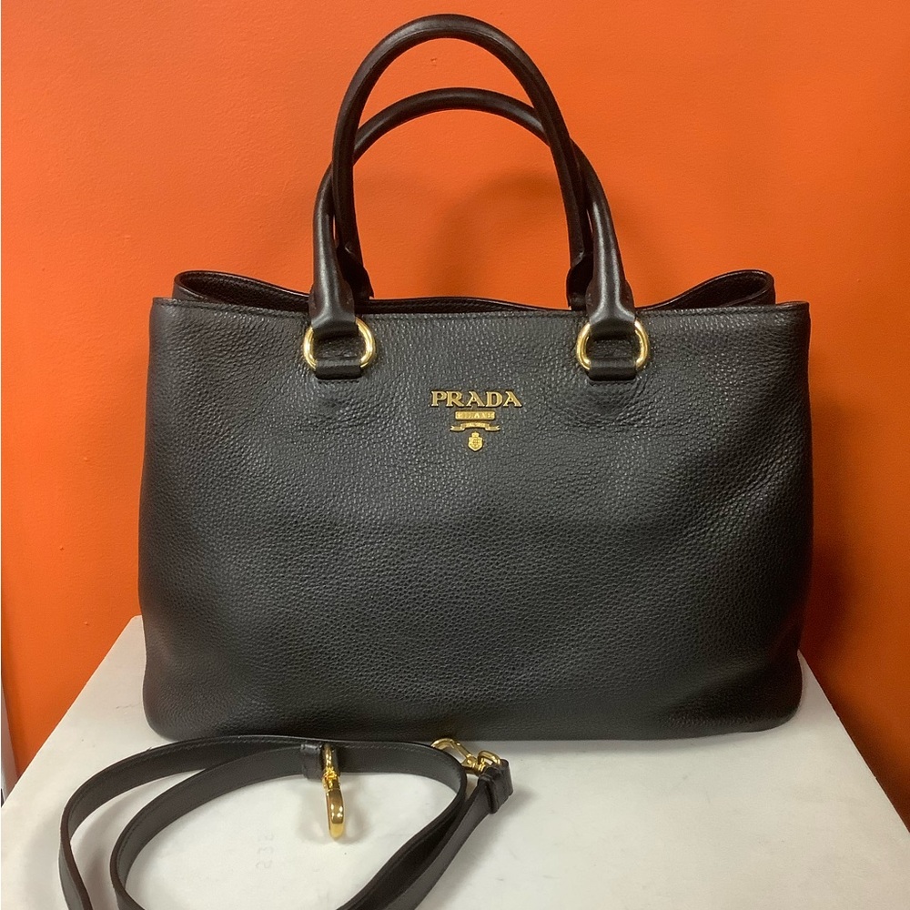 PRADA Black Tote with Gold Accents